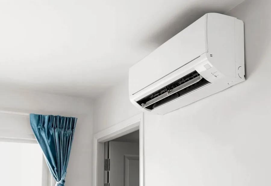 A modern living room kept cool by a wall-mounted split unit